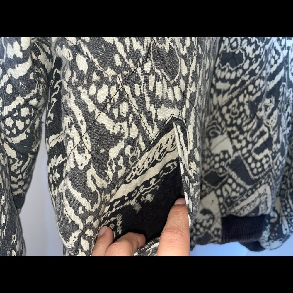 Free People Quilted Bomber Jacket Boho Print Black - Picture 5 of 10